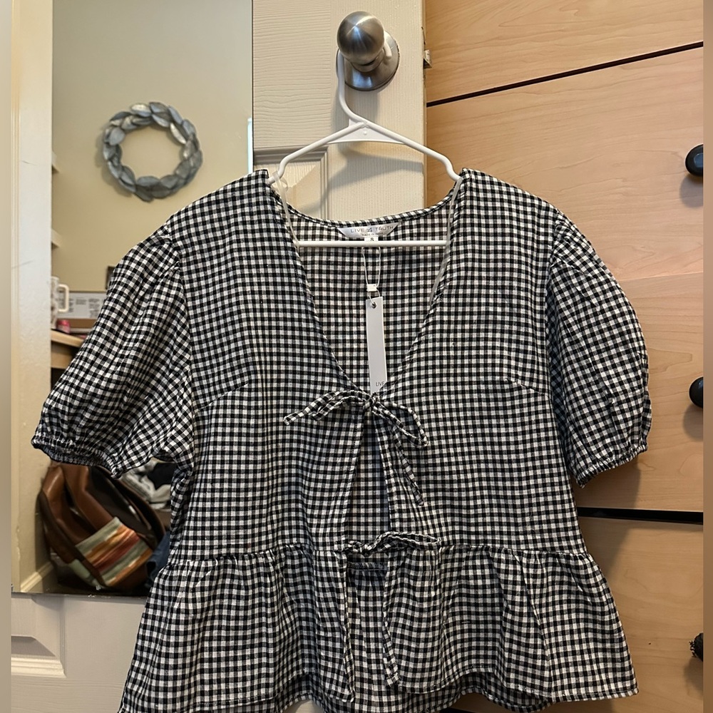 Gingham Print Bow Top